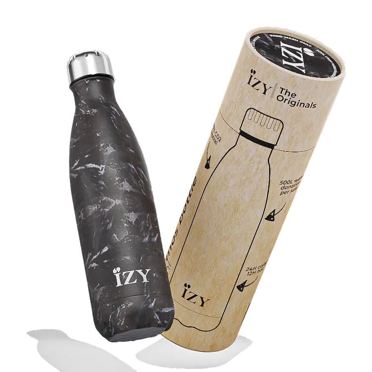 Bouteille isotherme noir motif blanc personnalisable - 500ML - Thermos / Gourde IZY Bottles