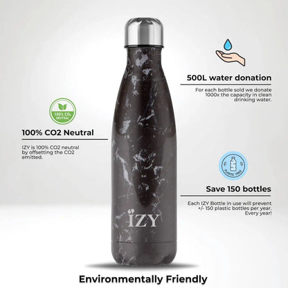 Bouteille isotherme noir motif blanc personnalisable - 500ML - Thermos / Gourde IZY Bottles