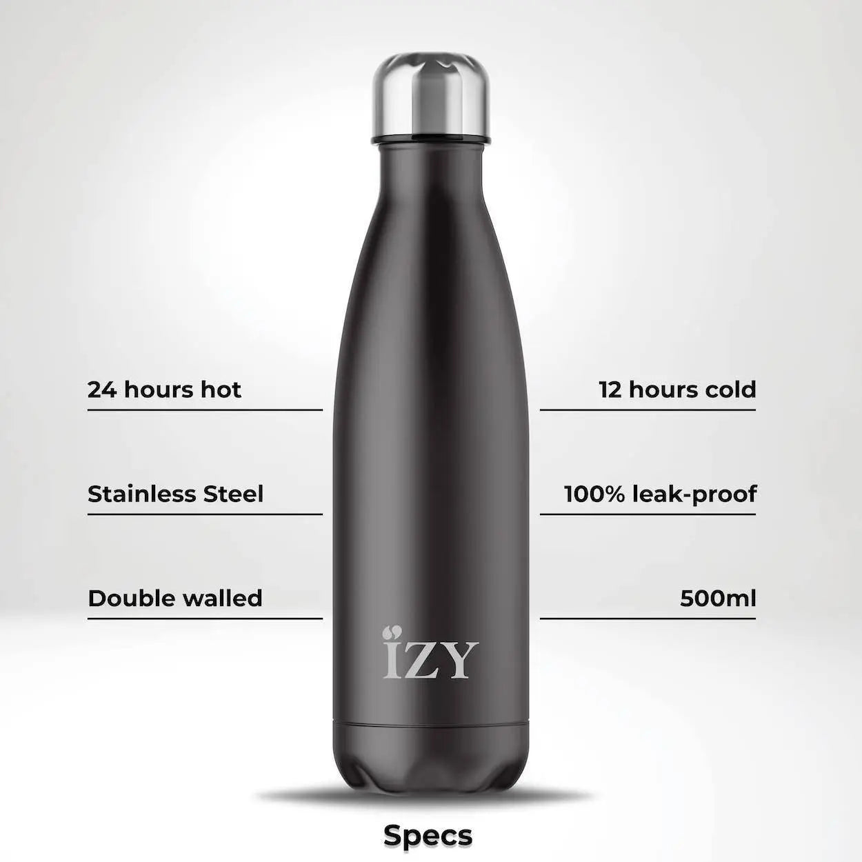 Bouteille isotherme noir personnalisable 500ML - Thermos IZY Bottles