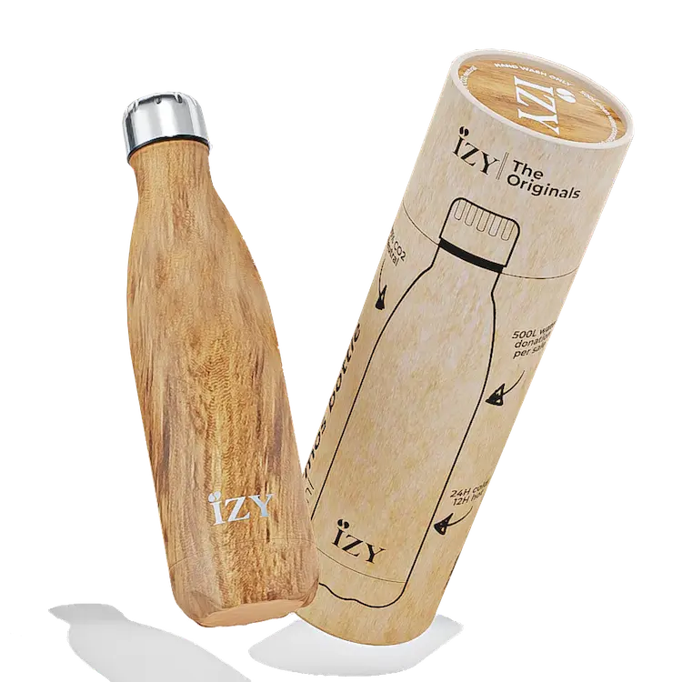 Bouteille isotherme  personnalisable imitation bois - 500ML - Thermos à Double Paroi IZY Bottles