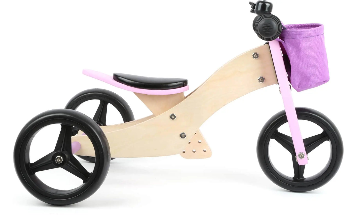 Draisienne personnalisable en bois -Tricycle 2 en 1 Rose small foot