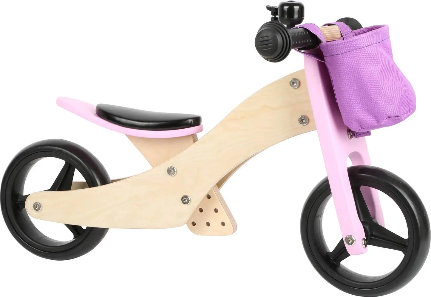 Draisienne personnalisable en bois -Tricycle 2 en 1 Rose small foot